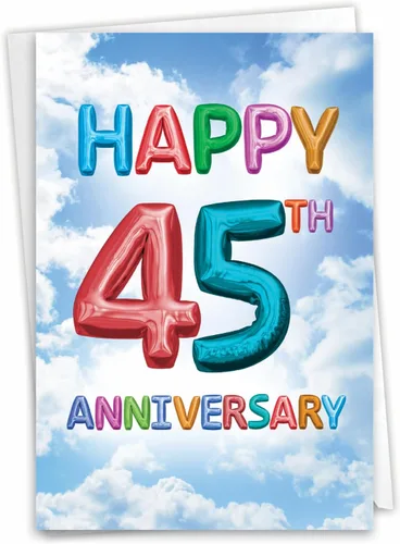 Miniatura 8 de NobleWorks - Tarjeta de felicitación del aniversario del 45 aniversario con sobre de 5 x 7 para hombres y mujeres (1 tarjeta) pareja floral 45