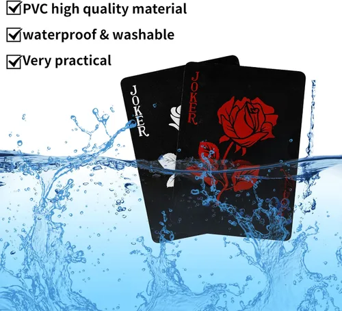Miniatura 9 de Joyoldelf Cartas de juego, baraja de cartas impermeable con patrón único y respaldo de flores, póker de PVC para fiestas, juegos y magia