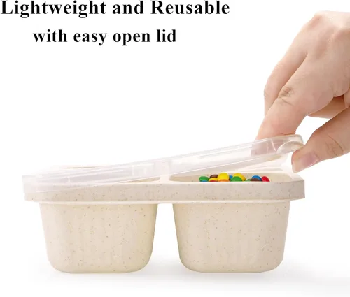 Miniatura 3 de Cididu Paquete de 8 loncheras Bento de 4 compartimentos, contenedor de preparación de comidas, caja de aperitivos dividida reutilizable con tapa
