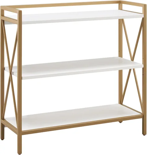 Miniatura 5 de Leick Home Ironcraft Estantería de madera maciza, 1 cajón, 2 estantes, herrajes ennegrecidos, lados de listones, fácil montaje, negro lavado, 12