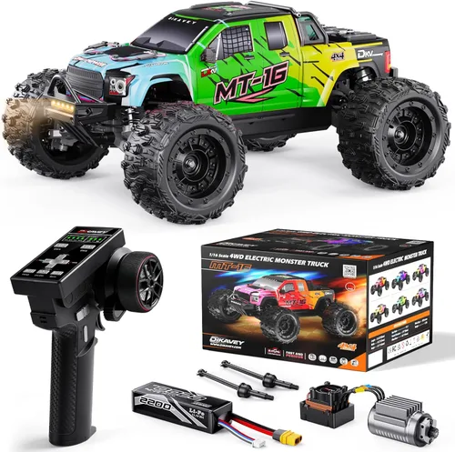 Miniatura 12 de 1/16 80km/h Camión RC sin escobillas 4WD, Coches de control remoto todo terreno actualizables con batería 3S, Camión RC todoterreno rápido Rojo
