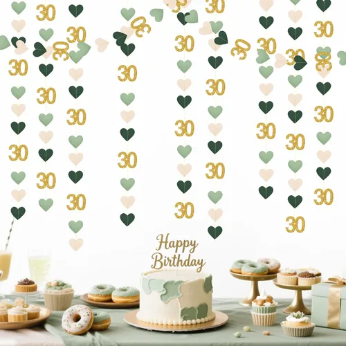 Miniatura 12 de Decoraciones de cumpleaños negras con lazo del 30 aniversario, guirnalda de lazos coquette con purpurina, pancarta serpentina para mujeres