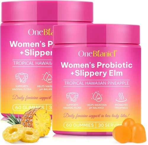 Gomitas de probióticos femeninos, 2 unidades, probióticos vaginales para mujeres, gomitas con olmo resbaladizo, equilibrio femenino pH para un olor