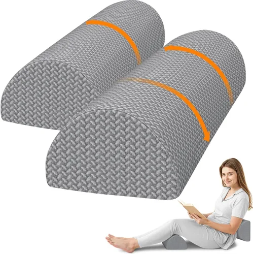 Miniatura 8 de SweetSlubr Almohada de rodilla para dormir de lado, almohada de espuma viscoelástica de media luna para piernas, almohada de elevación de cuña