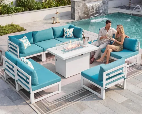 Miniatura 61 de NICESOUL - Juego de 10 muebles de patio extra grandes de aluminio moderno, sofá para exteriores con asiento de 29" de profundidad y ancho, 500 lbs