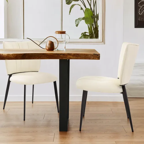 Miniatura 7 de Homcosan Juego de 2 sillas de comedor, modernas sillas de cocina con asiento acolchado tapizado y patas de metal, fácil montaje, sillas de comedor