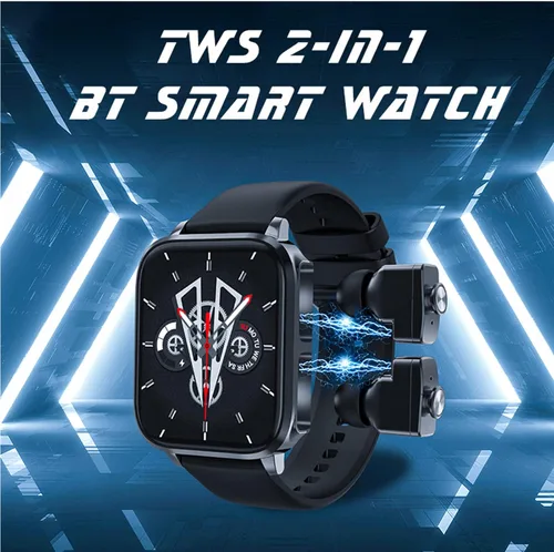 Tuanzi T22 - Reloj inteligente 2 en 1 de 1.83 pulgadas con auriculares TWS inalámbrico Bluetooth Combo Bluetooth Llamada Bluetooth Frecuencia