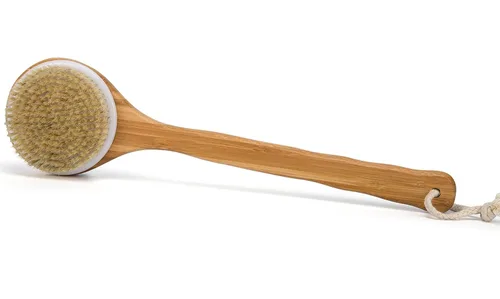 Miniatura 7 de Bath Dry Body Brush- Cepillo para la espalda con cerdas naturales, de largo mango de madera para la celulitis y es exfoliante de Janrely