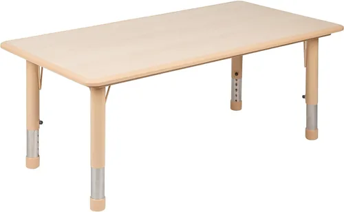 Miniatura 6 de Flash Furniture Emmy - Juego de mesa rectangular de plástico natural ajustable con 4 sillas, 23.625 pulgadas de ancho x 47.25 pulgadas de largo