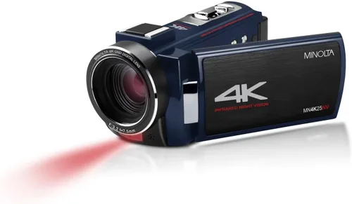 Miniatura 6 de Minolta Videocámara - 4K Ultra HD, fotos de 30 MP, visión nocturna con LED IR, zoom 16X, lapso de tiempo, antivibración, pantalla táctil de 3 Negro
