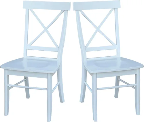 Juego de dos sillas de comedor X-Back, color blanco