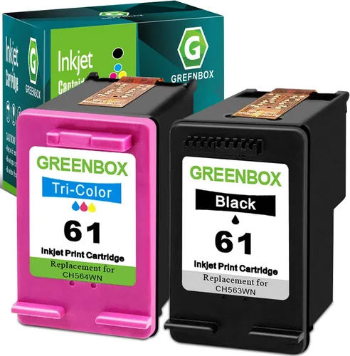 GREENBOX Cartucho de tinta remanufacturado 61 reemplazo para HP61 61Xl Combo Pack para Envy 4500 5530 Deskjet 1512 1000 1010 2000 3050 3510