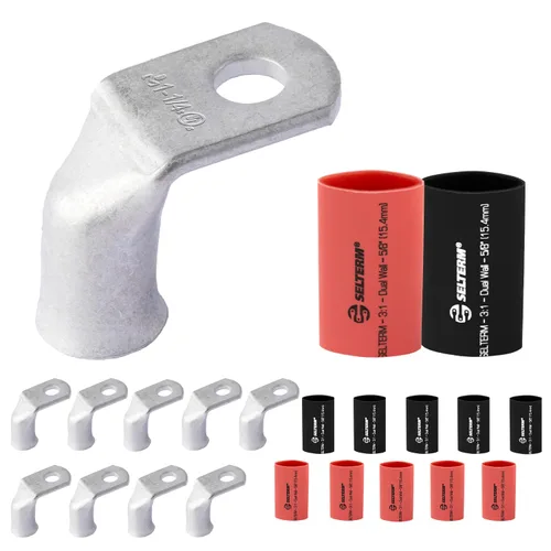Miniatura 258 de SELTERM 5 piezas terminales de cable de cobre estañado 1/0 AWG perno de 1/2", extremos de cable de batería, terminales de anillo, conectores