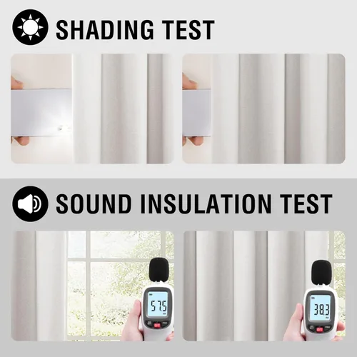 Miniatura 19 de H.VERSAILTEX - Cortinas 100% opacas con aislamiento térmico, texturizadas, de lino, con bloqueo de calor y luz completa, p/sala de estar y Roble