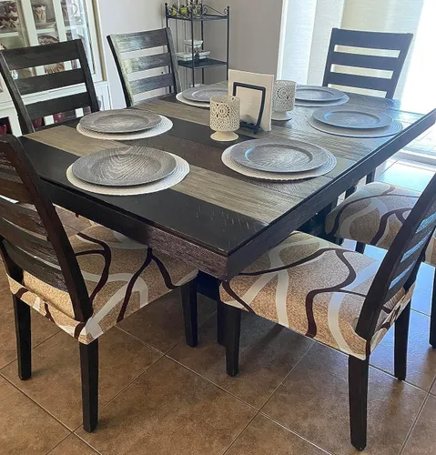 Miniatura 8 de SearchI Juego de 6 fundas de asiento elásticas para sillas de comedor, fundas de asiento suaves, extraíbles y lavables para sillas de comedor, Beige