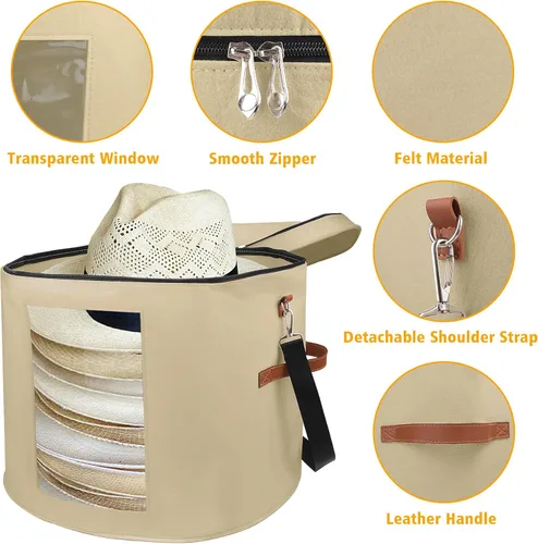 Miniatura 3 de VanlonPro Caja de almacenamiento grande para sombreros para mujeres y hombres, organizador de gran tamaño de 19 pulgadas de profundidad x 17