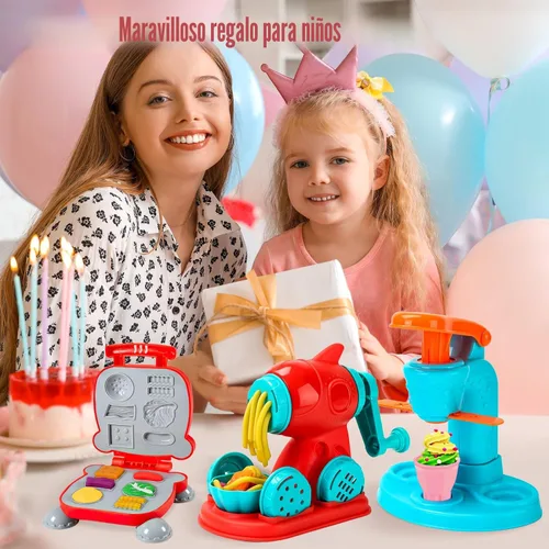 Miniatura 8 de SOCBTNSO Juego de masa 3 en 1, 59 piezas para niños de 4 a 8 años, kit de herramientas de masa con máquina para hacer helados, fideos
