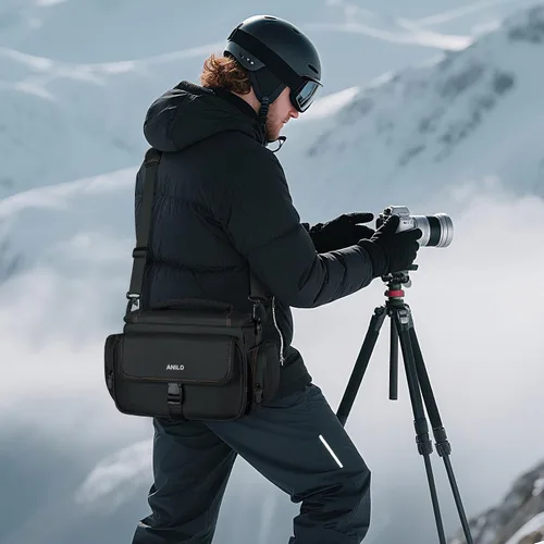 Miniatura 7 de ANILD DSLR - Bolsa cruzada para cámara fotográfica, resistente al agua, bolsa de mensajero para cámara fotográfica de viaje con soporte