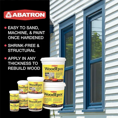 Miniatura 3 de Abatron WoodEpox Kit - 12 oz - Relleno adhesivo epoxi estructural de 2 partes - Masilla de relleno de madera Repara madera dañada, fácil de usar