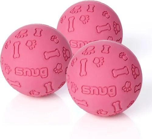 Miniatura 10 de Snug Pelotas de goma para perros pequeños y medianos, tamaño de pelota de tenis, prácticamente indestructibles (paquete de 3, calientes)