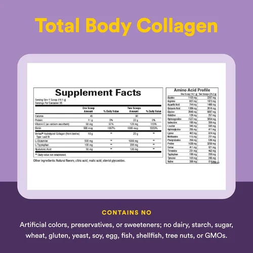 Miniatura 4 de Natural Factors Total Body Collagen - Suplemento de colágeno bioactivo para el apoyo al crecimiento del cabello y las uñas - Suplemento para la piel