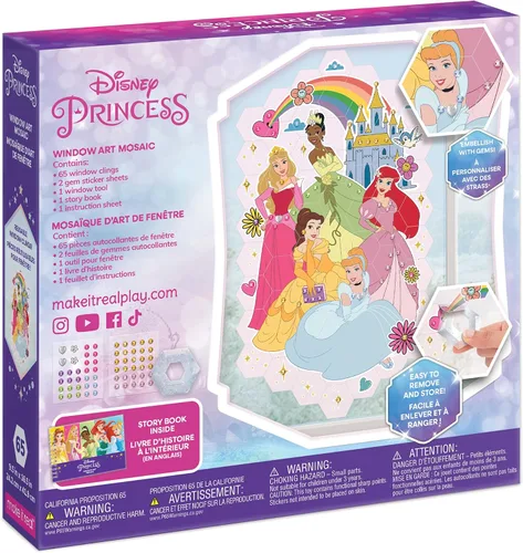 Miniatura 3 de Make It Real Disney: Mosaico de arte de ventana – Princesa Disney – 70 piezas, rompecabezas reutilizables para ventana, crea una imagen de 9.5 x