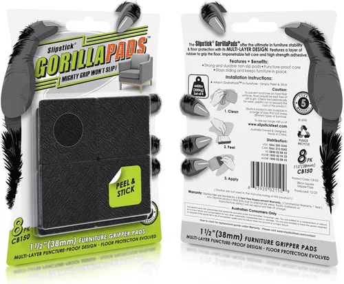 Miniatura 2 de Slipstick GorillaPads CB150 Almohadillas antideslizantes para muebles/empuñaduras de goma (juego de 8) Protectores de pisos para patas de muebles