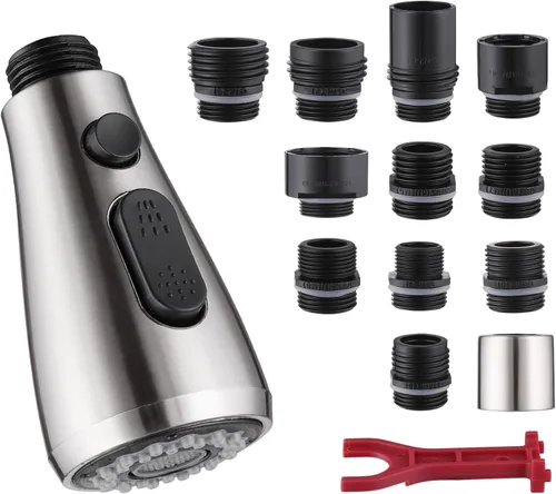 Miniatura 14 de Reemplazo de cabezal de grifo de cocina con 3 modos, cabezal rociador extraíble para grifo de cocina, reemplazo del rociador de fregadero de cocina