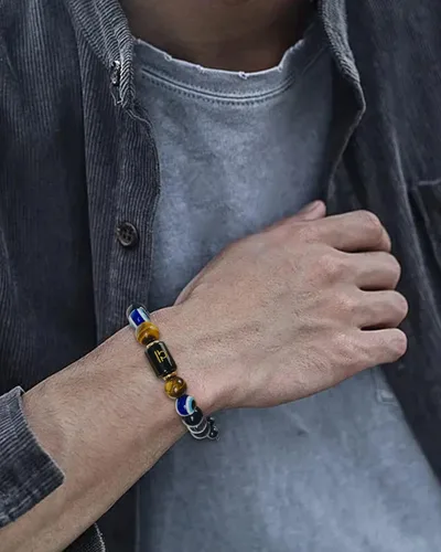 Miniatura 3 de Zodiac Triple Protection Bracelet Evil Eye Hematite Obsidian Tiger Eye Chakra Healing Crystal Bead for Men Women Good Luck Spiritual Jewelry