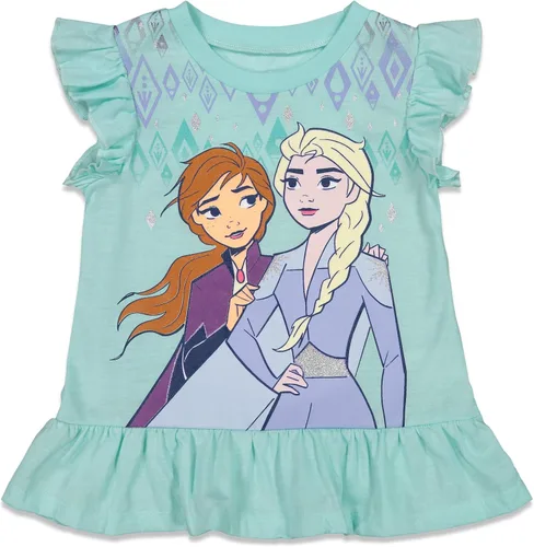 Miniatura 2 de Disney Frozen Princess Anna Elsa Baby Girls T-Shirt and Shorts Outfit Set Infant to Little Kid
