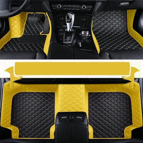 Miniatura 40 de Alfombrillas personalizadas para el 99 % de los sedán, SUV, deportivos, forros de cuero, para todo tipo de clima, tapetes de automóvil (rayas negras)