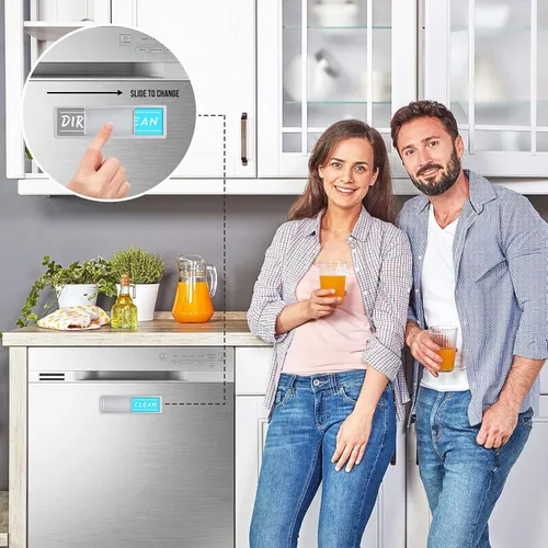 Miniatura 6 de Elegante imán para lavavajillas con texto en inglés "Clean Dirty", fácil de leer, fuerte magnético para decoración de cocina del hogar