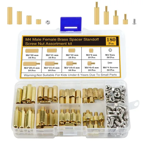Miniatura 12 de Kit de 400 Piezas de Separadores y Tornillos y Tuercas M2 para Placa Base, Separadores Espaciadores de Latón Hexagonales Macho-Hembra, Tornillos