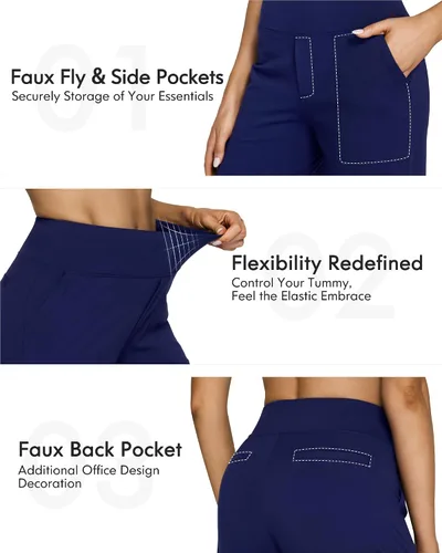 Miniatura 2 de G4Free - Pantalones deportivos de yoga para mujer, pierna ancha, bolsillos, cintura elástica alta, casual, tallas petite, regular y alta