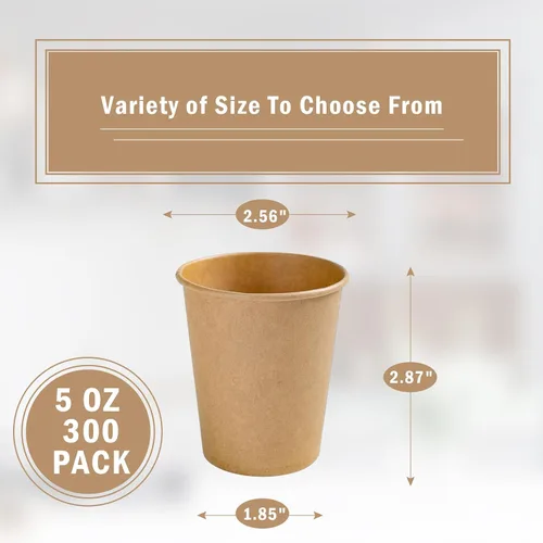 Miniatura 2 de Lamosi Tazas de papel desechables de 5 oz - 300 unidades, tazas de papel kraft para baño y enjuague bucal, tazas de café expreso de 5 onzas