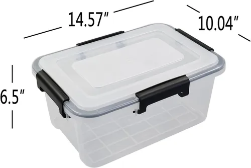 Miniatura 2 de Morcte Paquete de 6 cajas de almacenamiento transparentes con tapa de sellado de junta, caja de juntas de plástico de 12 cuartos de galón con cierre