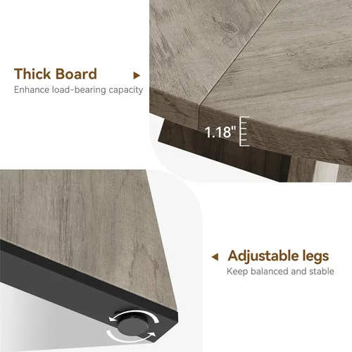 Miniatura 7 de GarveeHome Juego de mesa de comedor redonda grande de 47 pulgadas para 4 a 6, mesa de comedor de granja con parte superior y patas de madera