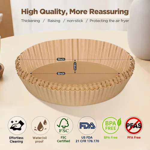 Miniatura 2 de Forros de papel para freidora de aire, 100 piezas forros de papel pergamino antiadherentes resistentes al aceite, forros para freidora de aire de 8