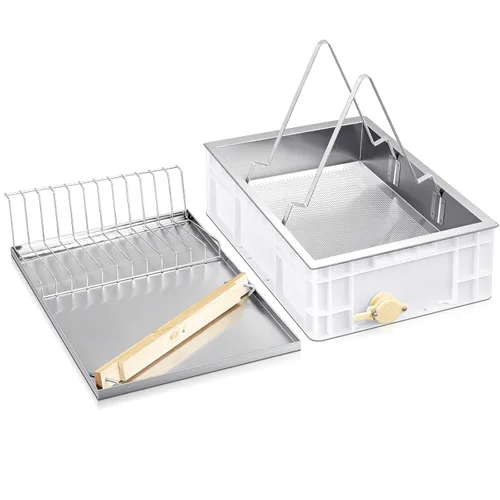 Miniatura 7 de Zonon Estación de destapado de apicultura para recolección de miel, extractor, colador y bandeja profunda de corte de miel de plástico juego