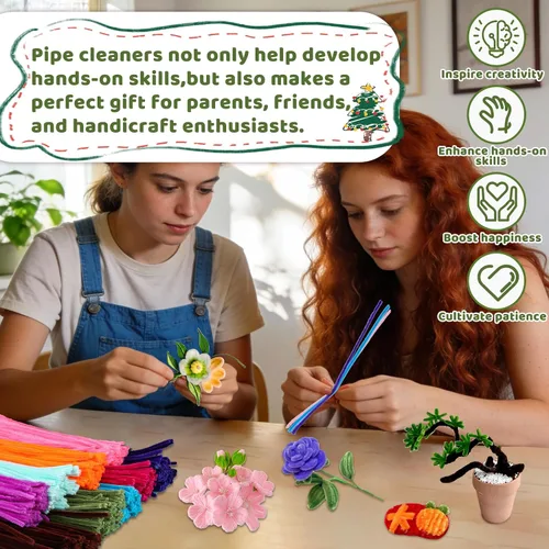 Miniatura 7 de Iuuidu 200 limpiapipas, tallos de chenilla verdes, palitos peludos, suministros de manualidades para manualidades, manualidades, decoración