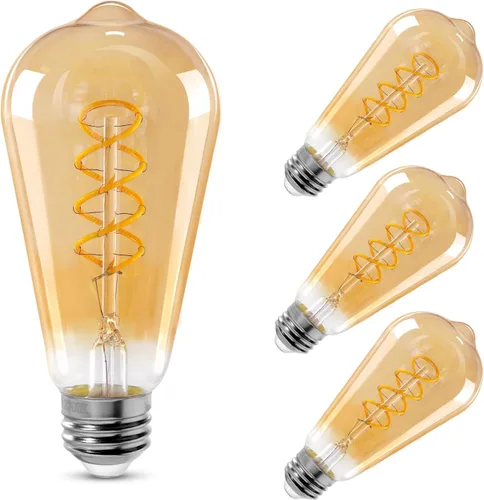 Miniatura 14 de ST64 Bombillas LED E26 Vintage Edison, vidrio ámbar claro, regulable, 4 W (equivalente a 40 W) 300 lúmenes, 2500 K blanco cálido, diseño de ámbar