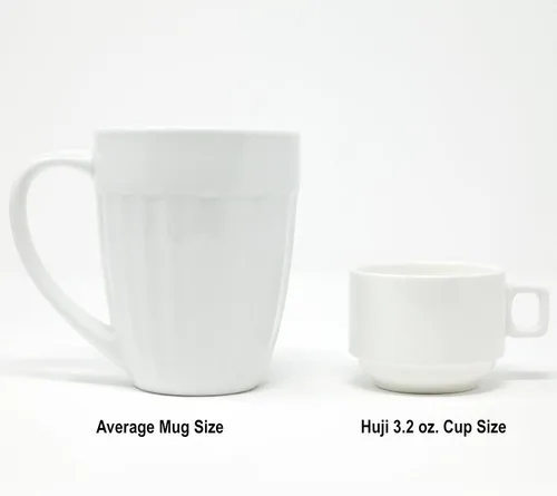 Miniatura 5 de Huji Juego de tazas y platillos de café turco expreso de porcelana fina de 3.2 onzas (4 tazas, 4 platillos)