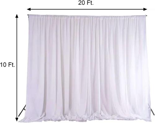 Miniatura 3 de Efavormart - Telón de fondo de gasa de poliéster de doble capa marfil de 20ftx10ft con bolsillos para barra Efavormart