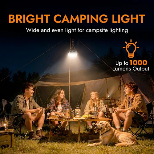 Miniatura 2 de WARSUN Linterna solar recargable, linterna LED de campamento de 1000 lúmenes, luz esencial de campamento, linterna de emergencia portátil de larga