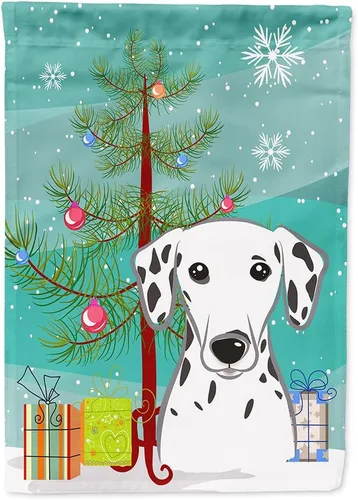 Miniatura 59 de Caroline's Treasures BB1622CHF - Bandera de casa Shih Tzu con árbol de Navidad y gris plateado para porche, grande, para colgar en la pared