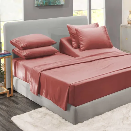 Miniatura 117 de Clara Clark - Juego de sábanas King con Flex Top, 6 piezas - Sábanas de lujo para cama King con cabeza dividida, juego de cama súper suave, King