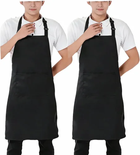 Miniatura 8 de Delantales para mujeres con bolsillos, delantal de chef para hombre, delantal de cocina, delantal negro, delantal de manchas, correa ajustable