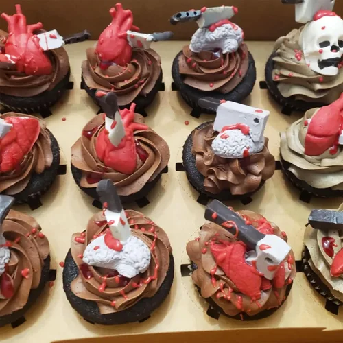 Miniatura 6 de Moldes de silicona para órganos humanos, 8 unidades para Halloween, corazón, cerebro, hígado, estómago intestinal, moldes de fondant de chocolate