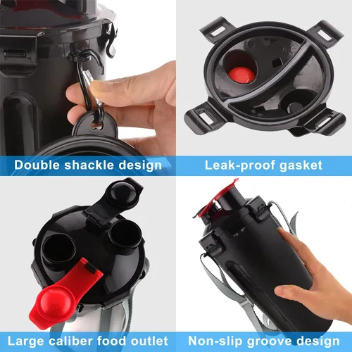 Miniatura 5 de Botella de agua de viaje para perros, cuencos plegables 2 en 1, contenedor de comida para mascotas con cuencos plegables, cuencos de agua portátiles