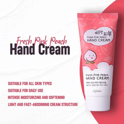 Miniatura 2 de esfolio Crema de manos Fresh Pink Peach – Loción coreana hidratante para manos con extractos de melocotón y albaricoque – Suaviza, hidrata y alisa